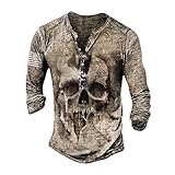 T-Shirt Herren Frühling Herbst Jugend Rundhals Persönlichkeit Kreative 3D Druck Herren Longsleeve Shirt Slim Fit Stretch Knopfleiste Täglich Casual All-Match Herren Base Shirt CTY-05 6XL