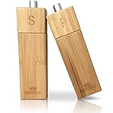 Rummershof Holz Salz und Pfeffermühle Set aus Bambus: Design Salz Pfeffer Duo mit langlebigem Keramikmahlwerk + 1 gepflanzter B
