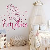 Wandschnörkel® Pferde Wandtattoo mit Namen Pferd-Sterne-Namen HM~AA509 Mädchen Jungen Kinderzimmer Türschild Baby Mädchen Jungen personalisiert viele Farb