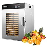 Dörrgerat Edelstahl Dörrautomat Mit Timer Bis 24 Std Und Temperaturregler Von 30-70°Celcius, 12 Etagen, BPA Frei, Früchte-trockner Obst Trockner Maschine Food Dehydrator M