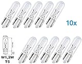 10x Stück – W1.2W - W2.1x9.5d - T5-1.2W - KFZ Beleuchtung - LONGLIFE - Glühlampe Glassockellampe Glühbirne Soffitte Autolampen WERKSTATTWARE