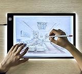 Led Licht Pad A4,Leuchttisch LED Zeichenbrett Einstellbare Helligkeit, Ultra dünn Leuchtplatte mit USB Kabel,für Diamond Painting,Künstler,Skizzieren,Animation,Röntgenbetrachtung