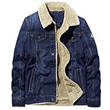 Winter Dicker Jeansmantel Herren Outwear Plus Samt Warm Jeans Jacke Mann Casual Fell Dicker Fleece Cowboy Parka, hellblau, XXXL