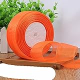 Organzabänder, 15 mm, 20 mm, 25 mm, 40 mm, 45 m pro Rolle, für Weihnachten, Hochzeit, Party, Dekoration, Basteln, Handarbeit, weißes Band, 1023 helles Orange, 15