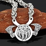 FXLYMR Halskette Uniquent Anhängerng Kleine Bärentatze Axt Halskette Herren Vintage Edelstahl Berserker Anhänger Handgemachte Byzantinische Kette/50Cm 20I