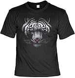 Cooles Motivshirt mit weißen Tiger - Teiger - Tigerkopf T-S