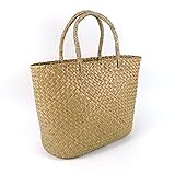 PRETYZOOM Einkaufskorb geflochten Einkaufstasche Stroh Rattan Tasche Korbtasche Tragetasche mit Henkel Vintage Shopper Tasche Strandkorb für Spielzeug Wäsche Picknick Strand Sommer T