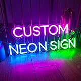 CCZUIML Personalisiert LED Leuchtschild - Groß Benutzerdefinierte Neonschilder für Wanddekoration Schlafzimmer Hochzeit Geburtstag Party Heim Bar Salon Lampe Logo Lichtzeichen Bar L