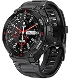 Smartwatch Telefonieren Sport Militär Uhr Outdoor Große Armbanduhr,1.28 Zoll Touchscreen,Blutdruck Pulsuhr Kalorienzähler Sportuhr Herren Fitness Tracker Tactical W