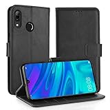 Simpeak Hülle Kompatibel mit Huawei P Smart 2019 [6,21 Zoll], Handyhülle Kompatibel für Huawei P Smart 2019 / Honor 10 Lite Flipcase [Kartensteckplätze] [Stand Feature] - Schw