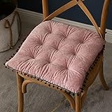 Yizc Square Bodenkissen,Comfürt Verdicken Stuhlkissen Weich Velours Tatami Sitzkissen mit Bändern,Getuftete Meditation Kissen für Leseecken Terrasse Balkon Wohnzimmer-Rosa 40x40cm(16x16inch)