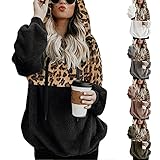 Uomitaff Sweatshirt Damenjacke mit Hoodie Reißverschluss Jacke Kapuzenjacke Sweat Lange Winterjacke warme Mode Pullover S