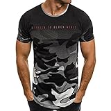 VEMOW Sommer Mode Persönlichkeit Camouflage Männer Täglich Cool Casual Schlank Kurzarm-Shirt Top Bluse Pullover(Grau, 52 DE/M CN)