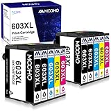 MOOHO 603 XL Tintenpatrone Kompatibel für Epson 603XL Ersatz Expression Home XP-4100 XP-4105 XP-2100 XP-3105 XP-3100 XP-2105 XP-3150 XP-2150 Workforce WF-2850 WF-2810 WF-2830 WF-2835 (4S/2C/2M/2G)