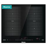 Hisense I6456CB Induktionskochfeld, 4 Zonen, flexible Zone, minimalistisches Design, 60 cm, Kindersicherung, kratzfest mit abgeschrägter Ausführung