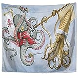 YYRAIN Nordic Print Tintenfisch Wandteppich Zimmer Wandkunst Dekoration Tuch Schlafzimmer Nachttisch Wandbehang Multifunktionale Strandtuch Tischdecke 30x36 Inch[W75xH90cm]