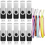USB Sticks 64GB Flash Memory 10 Stück - Tragbarer Pen Drive 64 GB Rotierender Praktischer USB Memory Stick Key - FEBNISCTE USB 2.0 Flash Drive Speicher mit 10 Einheiten Kabel für Mp3