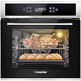 Einbaubackofen AMZCHEF 70 L Backofen Elektro mit 8 Automatik Menüs, 11 Funktionen inkl. Grillen, Heißluft, Auftauen, [Energieklasse A+] 2800W, Touch Control, Timer, Sicherheitssp