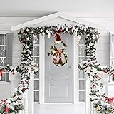 AmazingDays Türkranz Weihnachten Mit Beleuchtung Rattankreis Kunstblumen Kranz Wandkranz Trockenblumen Weihnachtskranz Christmas Für Haustür Wohnzimmer Terrasse Kunstblumen Kranz Winter Dekoration 1PC