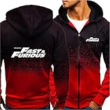 A WARM HOME Herren Kapuzenpullover Hoodie - 3D Fast & Furious Druck Pullover Lange Ärmel Sweatshirts Jacken - Teen Geschenk Red-M