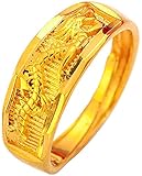 Ringe für Frauen Teen Mädchen,Eröffnung All-Match vergoldete Legierung Dragon Phoenix Muster Breites Paar Goldener Ring zum Valentinstag,Muttertagsgeschenke,Geschenke für Frauen Männer MädchenÜb