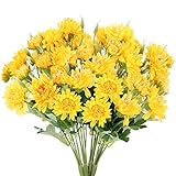 ZLXIONG Künstliche Blumen, künstliche Herbstblumen, Seide, Chrysanthemen, Blumenstrauß, Dekorationen für Haus, Büro, Tisch, Küche, Bad, Garten, Hochzeitsdekoration, Gelb, 4 Stück