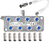 TronicXL 8-Fach 4K IEC Verteiler Antennenverteiler TV Kabel Adapter Kabelfernsehen 8er DVBC zb für Unitymedia Vodafone Netcologne SAT Splitter hd tauglich digital Unicable Verteilerdose 8fach BK CATV