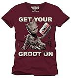 Marvel Herren Baby Groot T-Shirt, Bordeaux, XL
