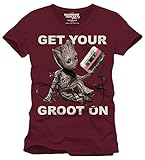 Marvel Herren Baby Groot T-Shirt, Bordeaux, M