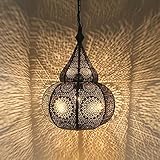 Casa Moro Orientalische Lampe Tayma Gold mit E27 Fassung & Baldachin & Hängekette | Prachtvolle Pendelleuchte wie aus 1001 Nacht | marokkanischer Stil Boho Leuchte | LN3030