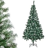 Juskys Weihnachtsbaum 180 cm künstlich mit Schnee & Ständer – Tannenbaum naturgetreu – Deko Christbaum für Innen - Weihnachtsdeko grün/weiß