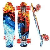 Caroma Skateboards für Anfänger, 22 Zoll/55cm komplettes Mini Cruiser Skateboard mit LED Light Up Wheels für Kinder Teens Girls Boys (Rot)