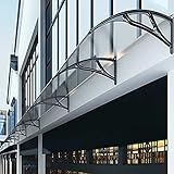 Sonnenschutz Haustürvordach Pultbogenvordach,UV-Regen-Schnee-Schutz-Terrassenüberdachung Polycarbonat Rundbogenvordach,Türfenster-Garten-Transparent Pultvordach,Anpassbar (60x380cm/24'x150')