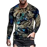 Herren T-Shirts mit 3D-Digitaldruckmuster Tier-Shirt-Druck Langarm-Oberteile täglich Basic Rundhals-Top T-S