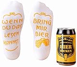 Bier Socken Herren, Bier Geschenk für Männer, WENN DU DAS LESEN KANNST BRING MIR BIER, lustige Socken als Geburtstagsgeschenk,Vatertagsgeschenk für Bierliebhaber (Weiss)