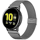 Vobafe Kompatibel mit Samsung Galaxy Watch Active 2 / Active Armband, 20mm Edelstahl Mesh Metall Ersatzarmband für Galaxy Watch 4 / Watch 4 Classic/Watch 42mm / Watch 3 41mm, Schw