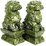 Exquisite Ornamente Ein Paar Fu Fo Foo Hunde Traditionelle chinesische Guardian Lion Statuen Feng Shui-Dekoration mit Türkis-Finish for Innen- und Outdoor Das beste Hauswarming-Glückwunsch-Geschenk,