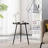 YOUDENOVA Beistelltisch Metall Wohnzimmertisch Schwarz Rund Couchtisch Kleiner Sofatisch Modern Deko Tisch Kaffeetisch Stahlrohr Dreibein Ø 40,5 cm x 50