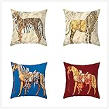 4er-Set Dekorativ Kissenbezug Pferdetiger Samt Sanft Kissenbezüge Dekokissen Kissenhülle Set Kissen Fall für Sofa Auto Schlafzimmer Innen- oder Außenbereich Zuhause Dekor T2783 45x45cm/17.6x17.6