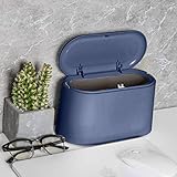 AYADA Mülleimer Büro Tischmülleimer mit Deckel,Mini Geruchsdichter Push-typ-mülleimer Luftdicht,Schreibtisch Papierkorb,Desktop Trash Can Rubbish Bin Anti-leck Mülleimer Tragbar(Blau)