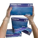 ARNOMED Vinyl Einweghandschuhe XL, puderfrei, 100 Stück/Box, Einmalhandschuhe, Vinyl Handschuhe, in Gr. S, M, L & XL verfügb