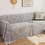 Oukeep Schwarz-Weiß-Schach Jacquard Geometrische Diamant-Serie Sofatuch Home Hotel Wohnzimmer Schlafzimmer Geeignet Für Sofabezug Handtuch Sofabezug Four Seasons Universal Full C