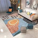 Teppich sitzecke kinderzimmer Orangeblauer Balkonteppich rechteckig modern rutschfest maschinenwaschbar rutschfeste Schalldämmung büro Teppich deko fürs Badezimmer 120X160CM