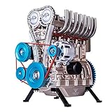 ME. Inline 4 Zylinder Motor Modell, 325+ Teilen Ganzmetall Mini Auto Motorbausatz, Assembled Model Spielzeug für Kinder & Erwachsene - DM13-L4-T Beig