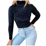 BOLANQ Vêtements Damenmode lässig einfarbig Rollkragenpullover Pullover Top Slim B
