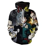 NC Einfache Lockere Und Atmungsaktive Herbst- Und Wintermode Für Herren My Hero Academy 3D-Digitaldruck-Pullover Mit Kordelzug M