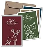 FRUITPRINTS CherryCards - 8er Set Weihnachtskarten & Umschläge - Klappkarten B6 Grußkartenformat (Waldweihnacht - 8er Set)
