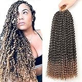 Passion Twist Hair, 7 Packungen 18-Zoll-Wasserwellen-Häkelhaar für langes böhmisches Haar Flechten von Haaren YDDM Passion Twist Crochet Hair Synthetische Haarverlängerungen (T1B-27#, 7Pack-18Inch)