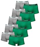 PUMA Herren Basic Trunk Boxershort Unterhose 10er Pack amazon green 075 - M