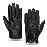 MGGM collection Herren Leder Autohandschuhe Touchscreen Lederhandschuhe Ungefüttert,Schwarz,L